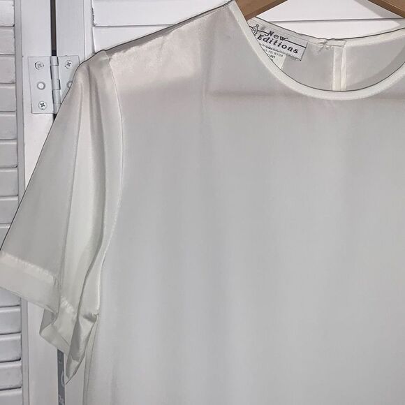 Vintage White Sheer Short Sleeve Blouse USA Size 10 - Picture 2 of 13
